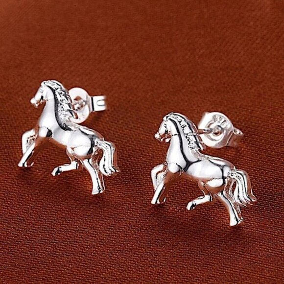 Sterling Silver Horse Necklace Earrings Set HorseBit, Snaffle, D Ring Charm - Picture 10 of 11